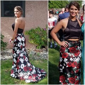 2 PC floral prom dress